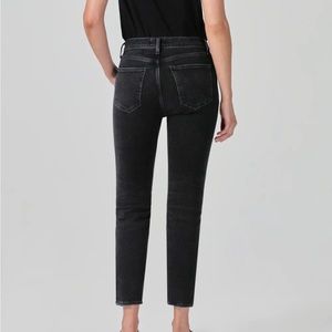 NWT: Agolde “Nico” high-rise skinny jean, ankle length; black; size 24